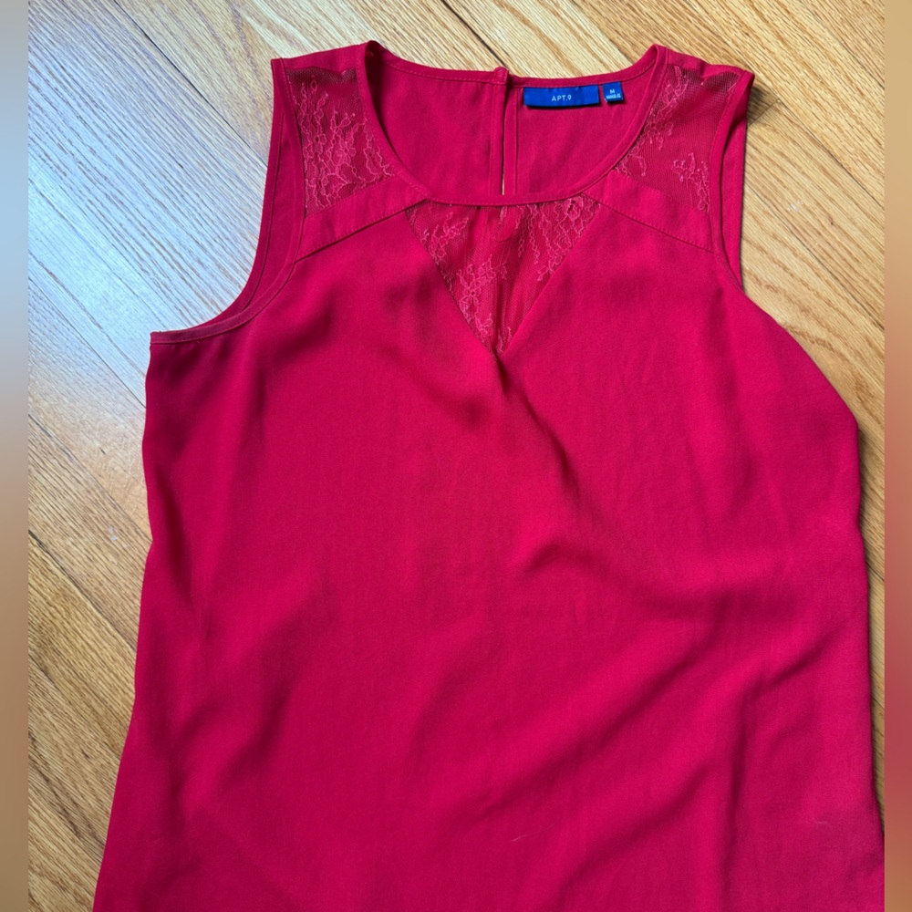 Apt. 9 Vibrant Red Lace Accent Tank Top